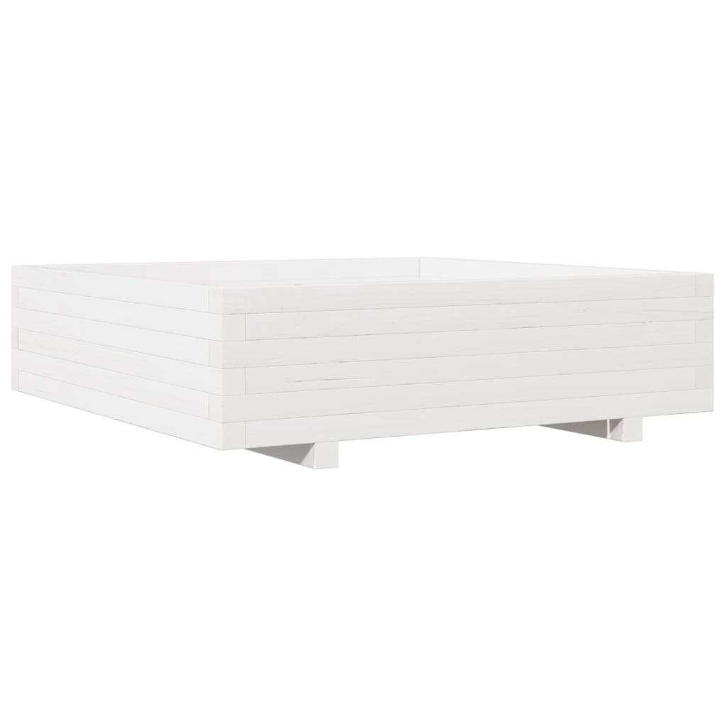 vidaXL Plantekasse hvit 90x90x26,5 cm heltre furu