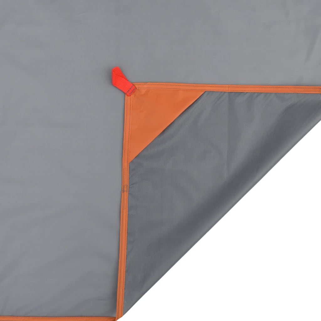 vidaXL Piknikteppe med knagger grå og oransje 205x155 cm