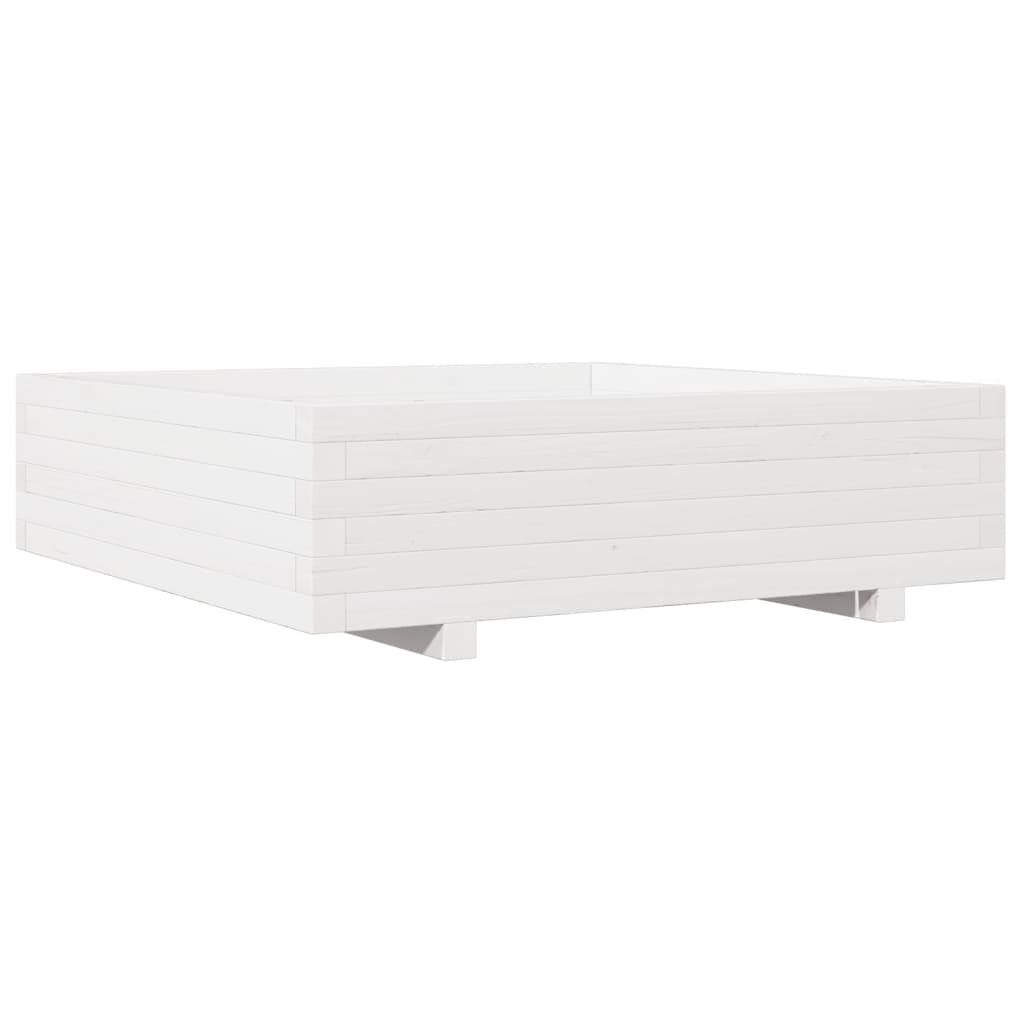 vidaXL Plantekasse hvit 90x90x26,5 cm heltre furu