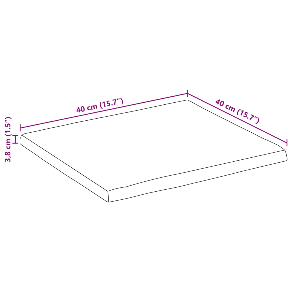 vidaXL Bordplate 40x40x3,8 cm naturlig kant heltre mango