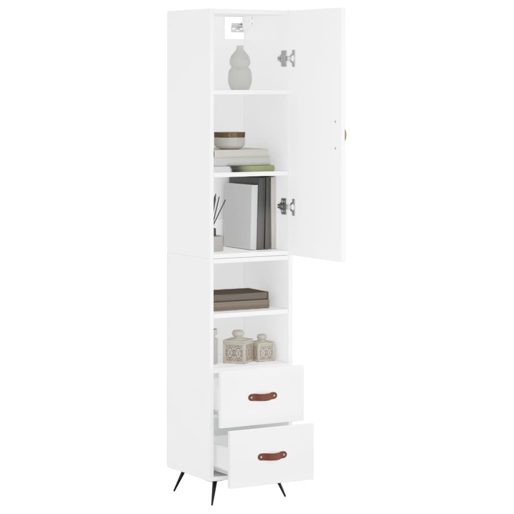 vidaXL Highboard hvit 34,5x34x180 cm konstruert tre