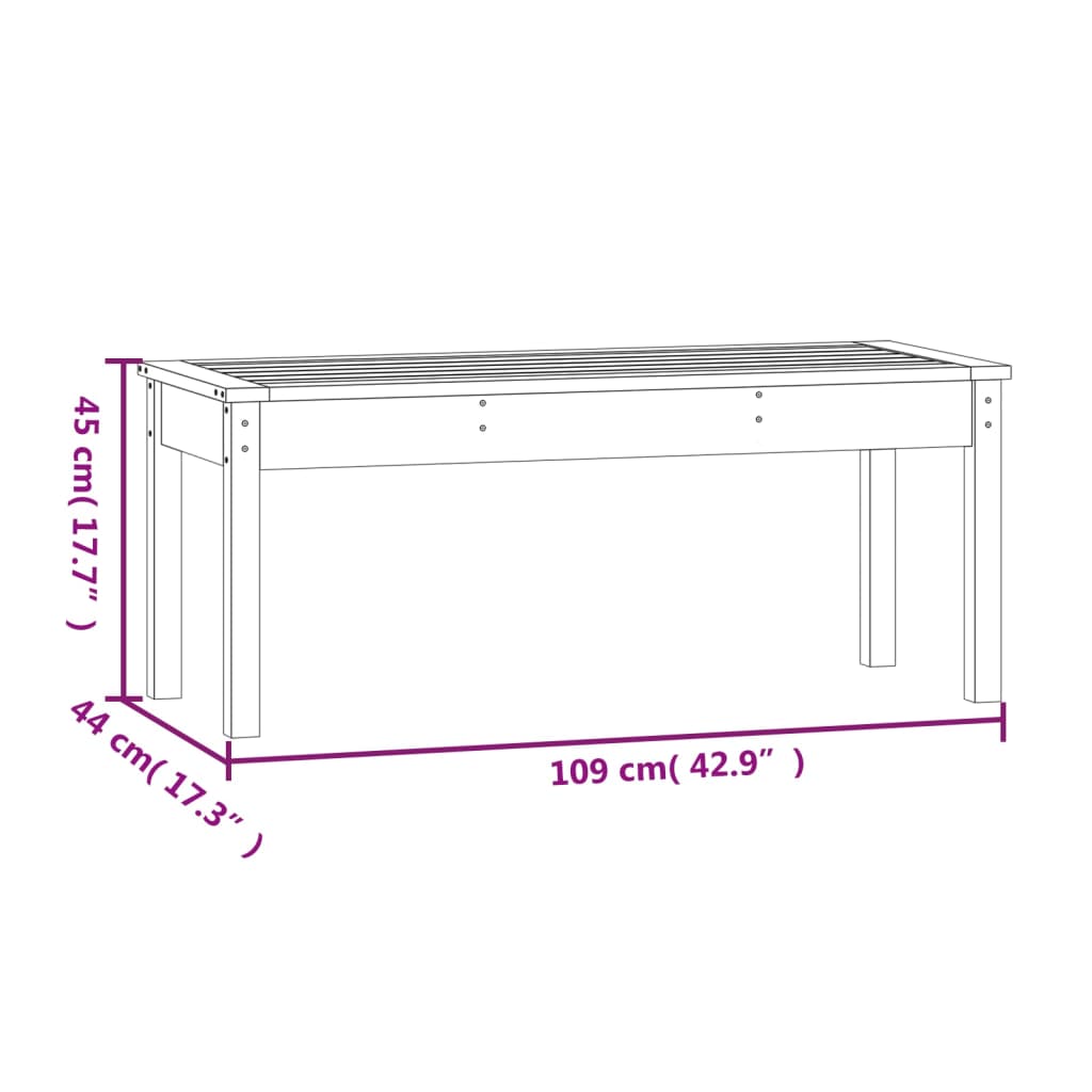 vidaXL Hagebenk 109x44x45 cm heltre douglasgran