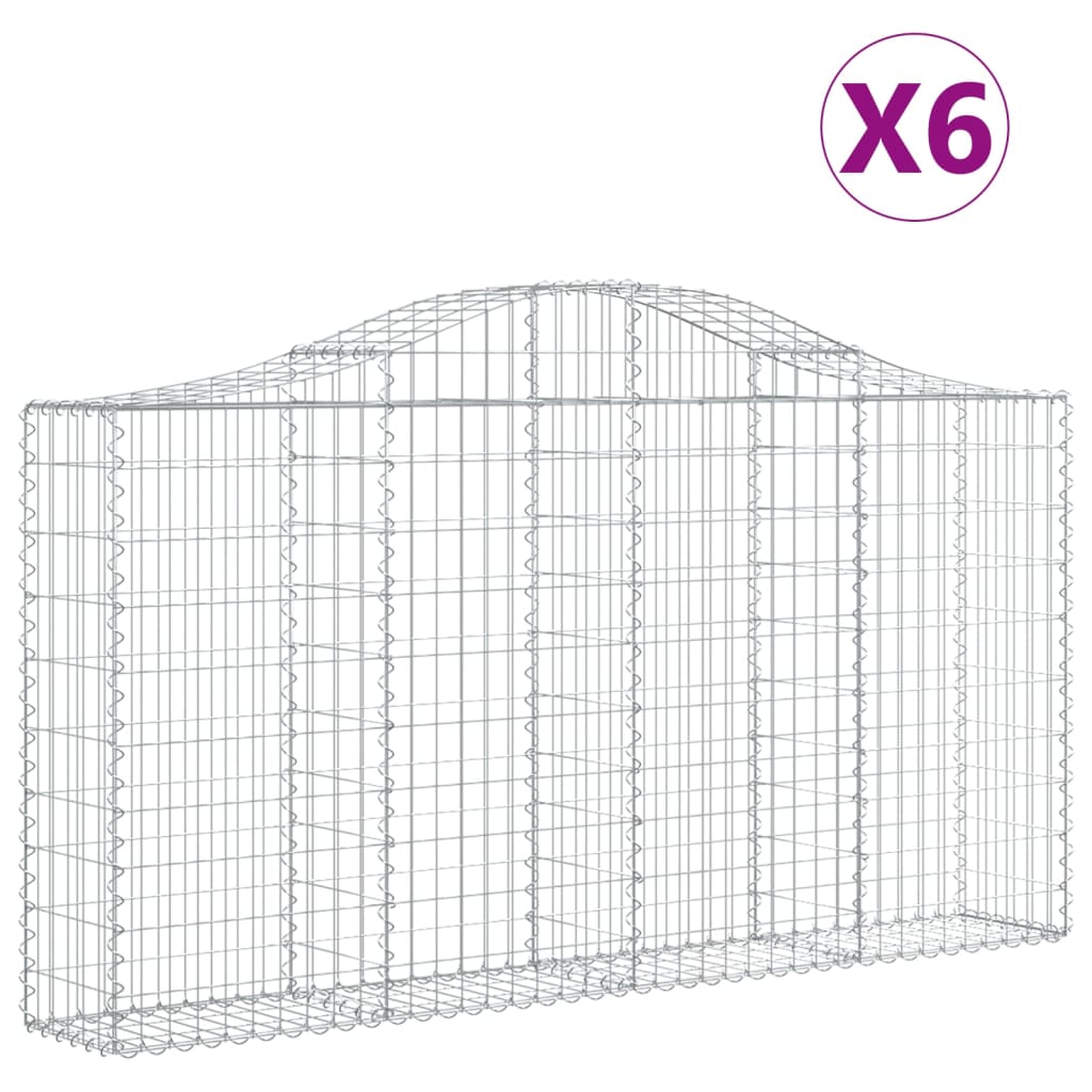 vidaXL Gabionkurver buede 6 stk 200x30x100/120 cm galvanisert jern