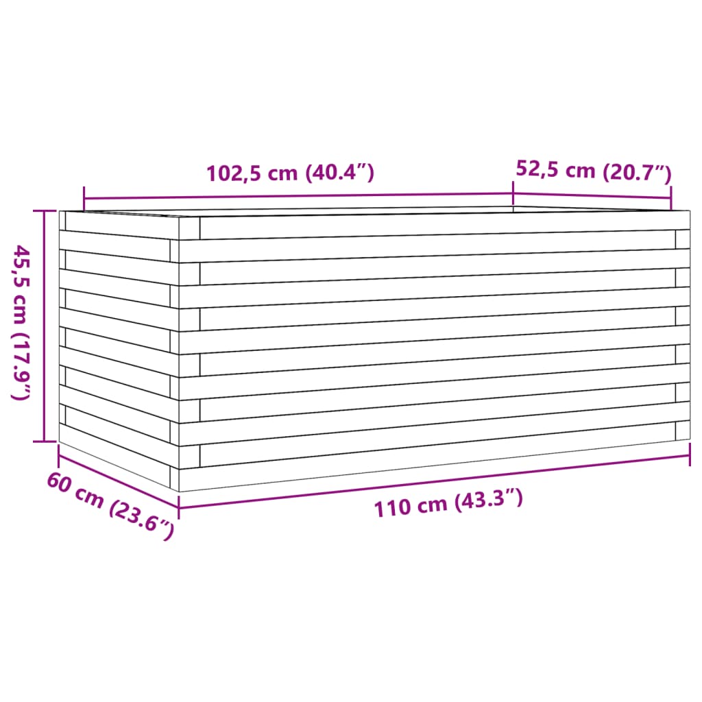 vidaXL Plantekasse 110x60x45,5 cm impregnert furu