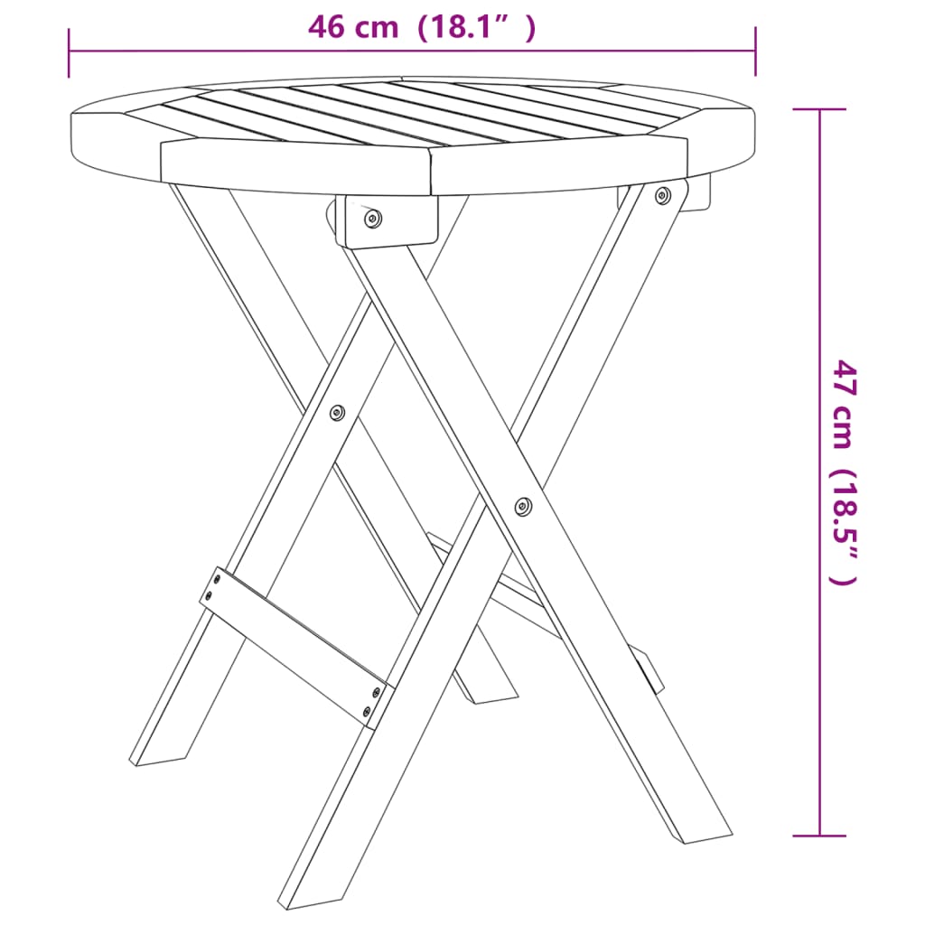 vidaXL Sammenleggbart hagebord hvit Ø 46 cm heltre akasie