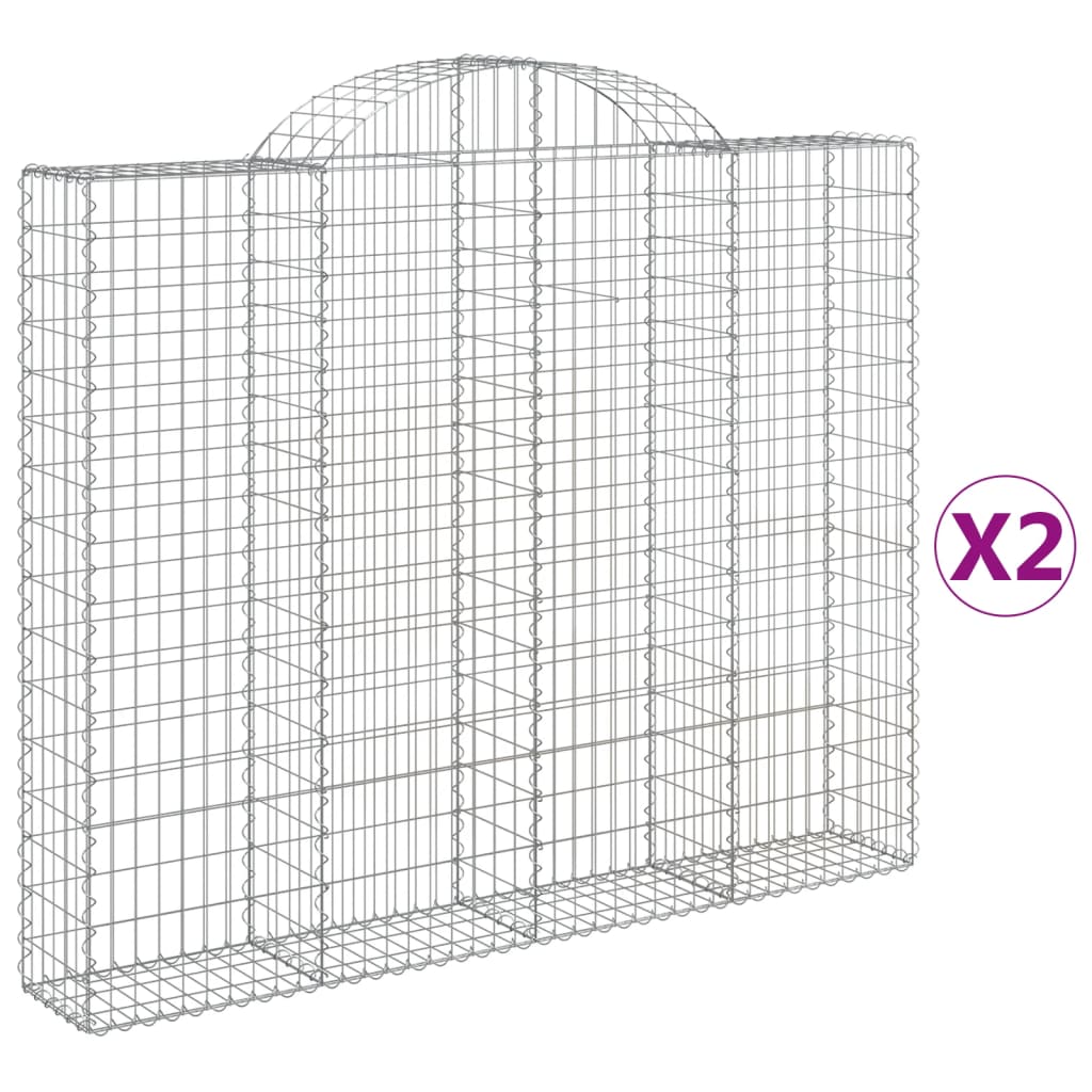 vidaXL Gabionkurver buede 2 stk 200x30x160/180 cm galvanisert jern