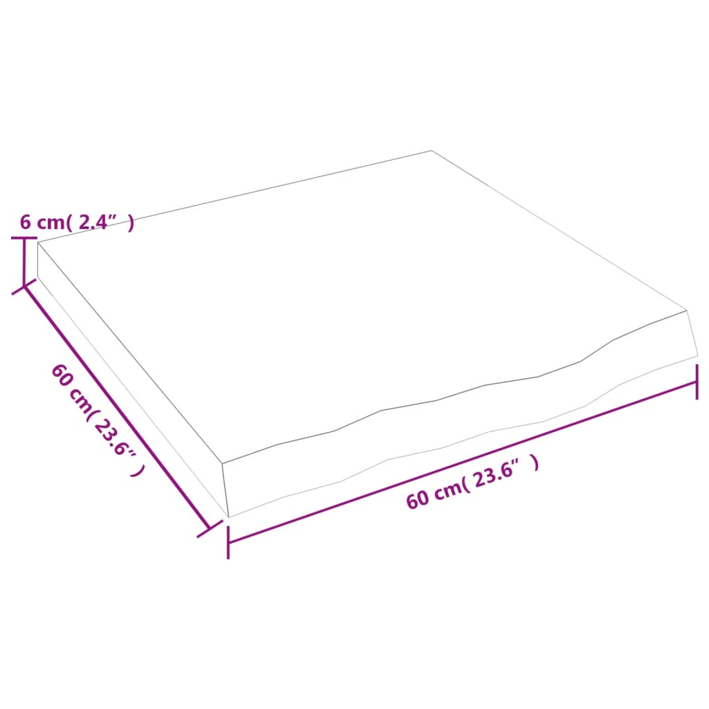 vidaXL Bordplate 60x60x(2-6) cm ubehandlet heltre eik