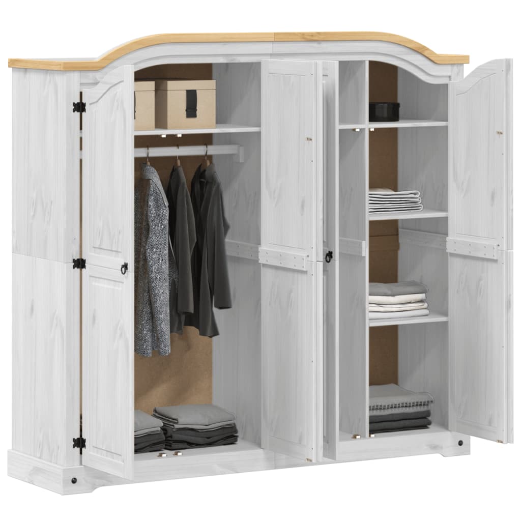 vidaXL Garderobe Corona hvit 194x52x186 cm heltre furu