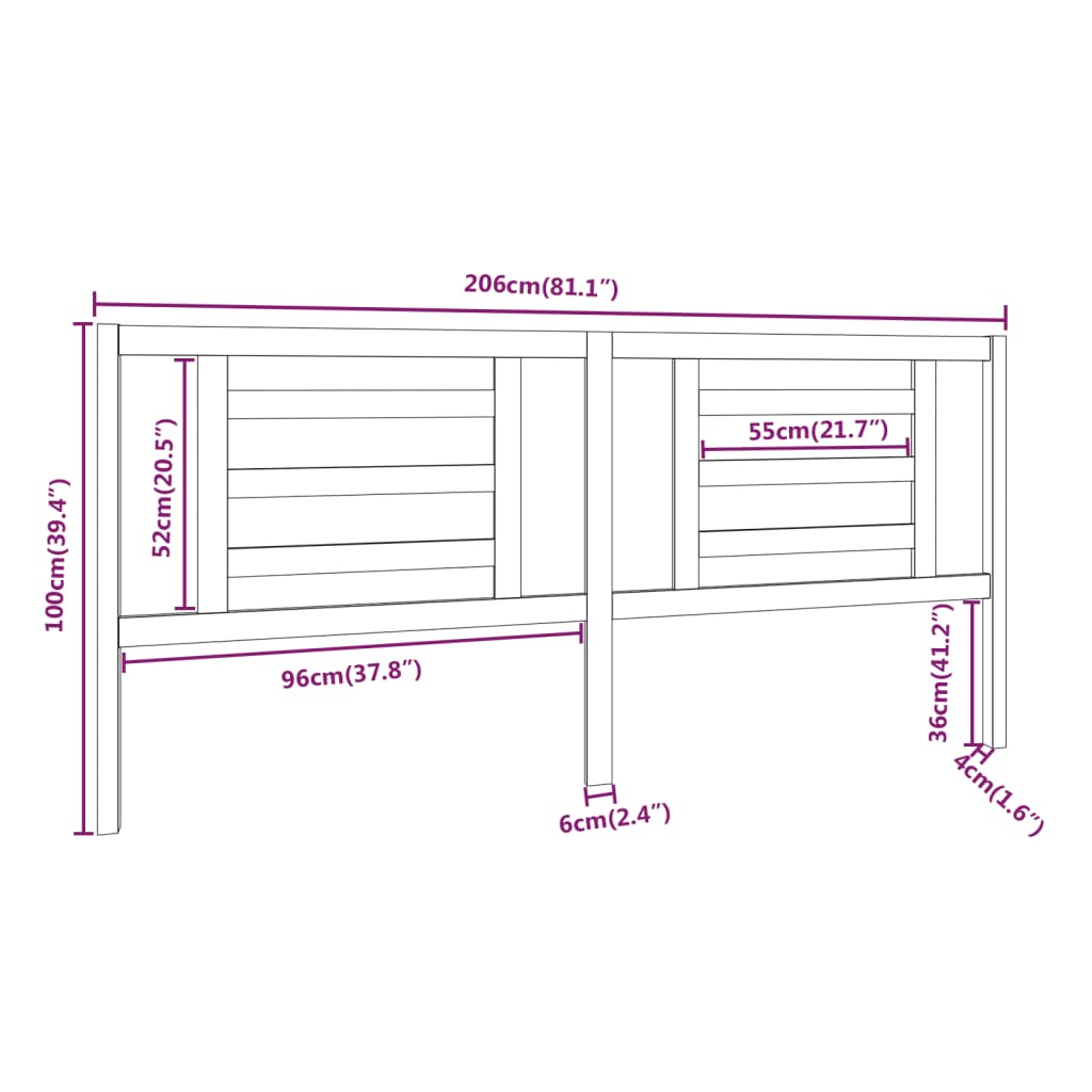 vidaXL Sengegavl honningbrun 206x4x100 cm heltre furu