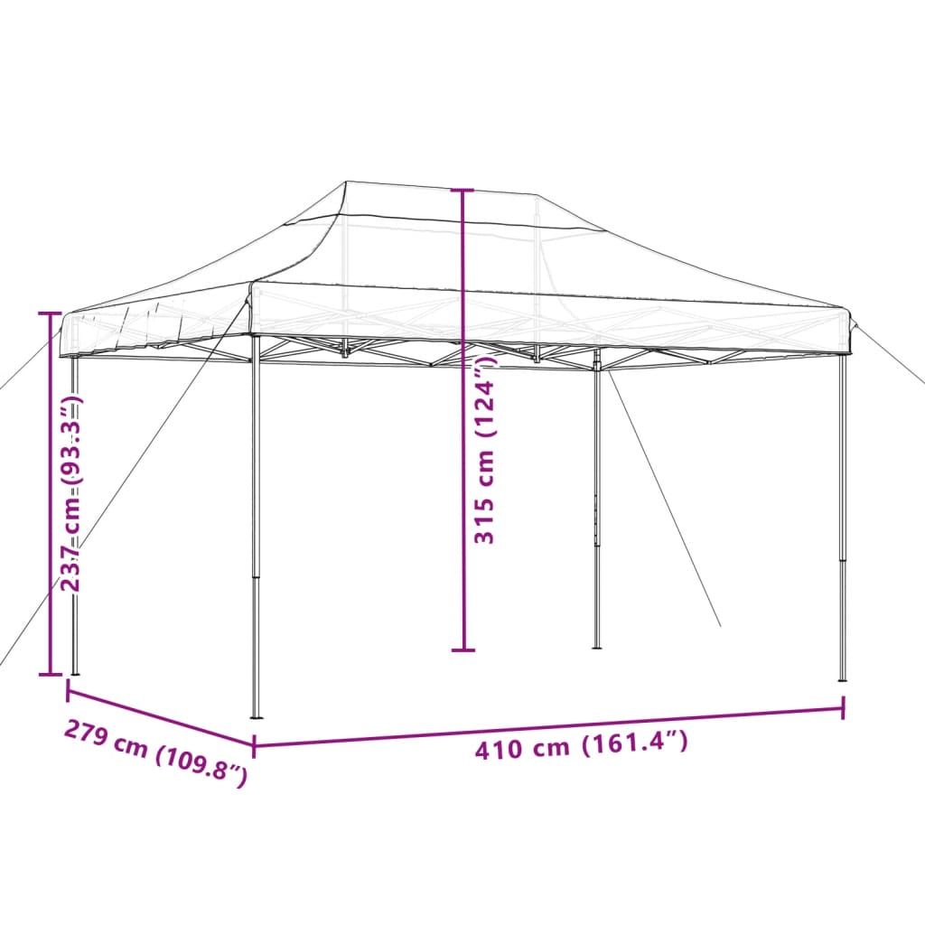 vidaXL Sammenleggbart partytelt pop-up oransje 410x279x315 cm