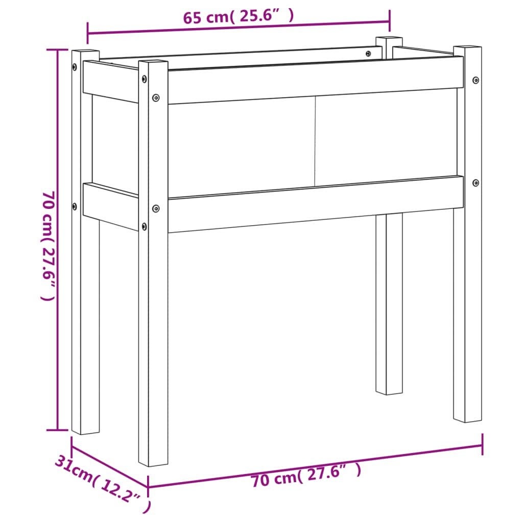 vidaXL Hageplantekasse med ben 70x31x70 cm impregnert furu