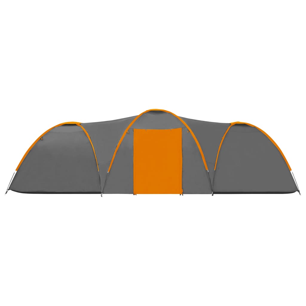 vidaXL Campingtelt igloformet 650x240x190 cm 8 personer grå og oransje