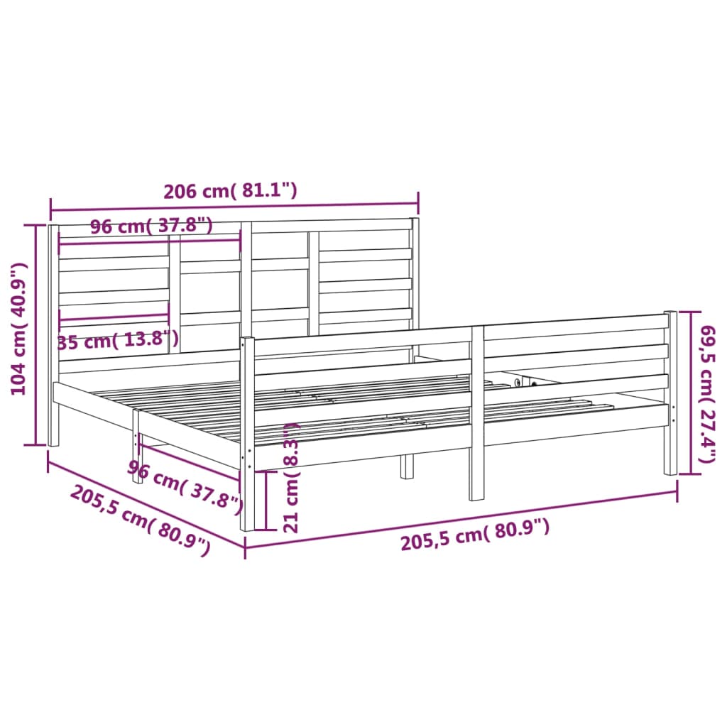 vidaXL Sengeramme heltre 200x200 cm