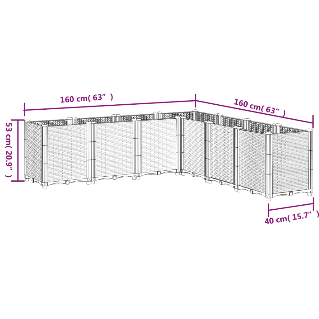 vidaXL Plantekasse hvit 160x160x53 cm PP