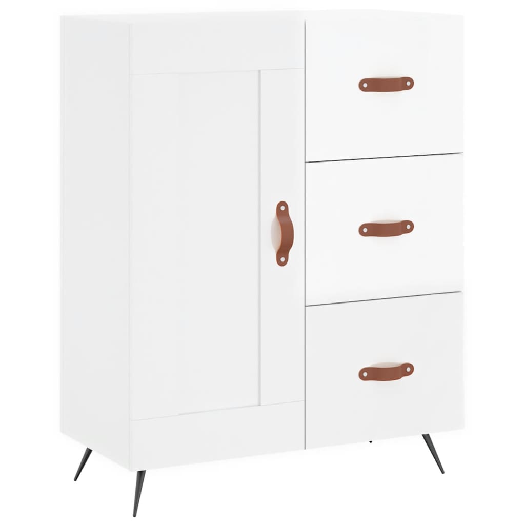 vidaXL Highboard høyglans hvit 69,5x34x180 cm konstruert tre