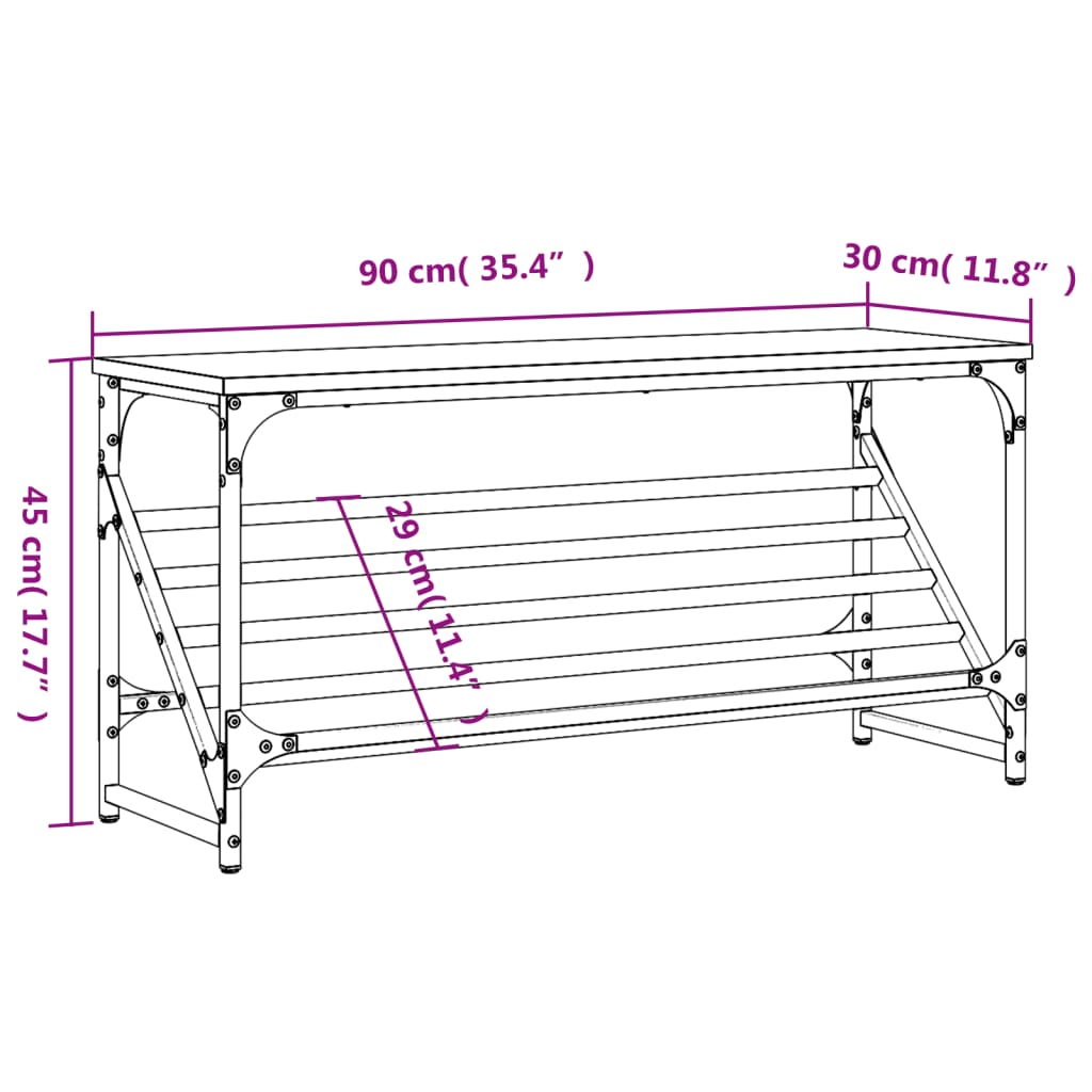 vidaXL Skohylle svart 90x30x45 cm konstruert tre