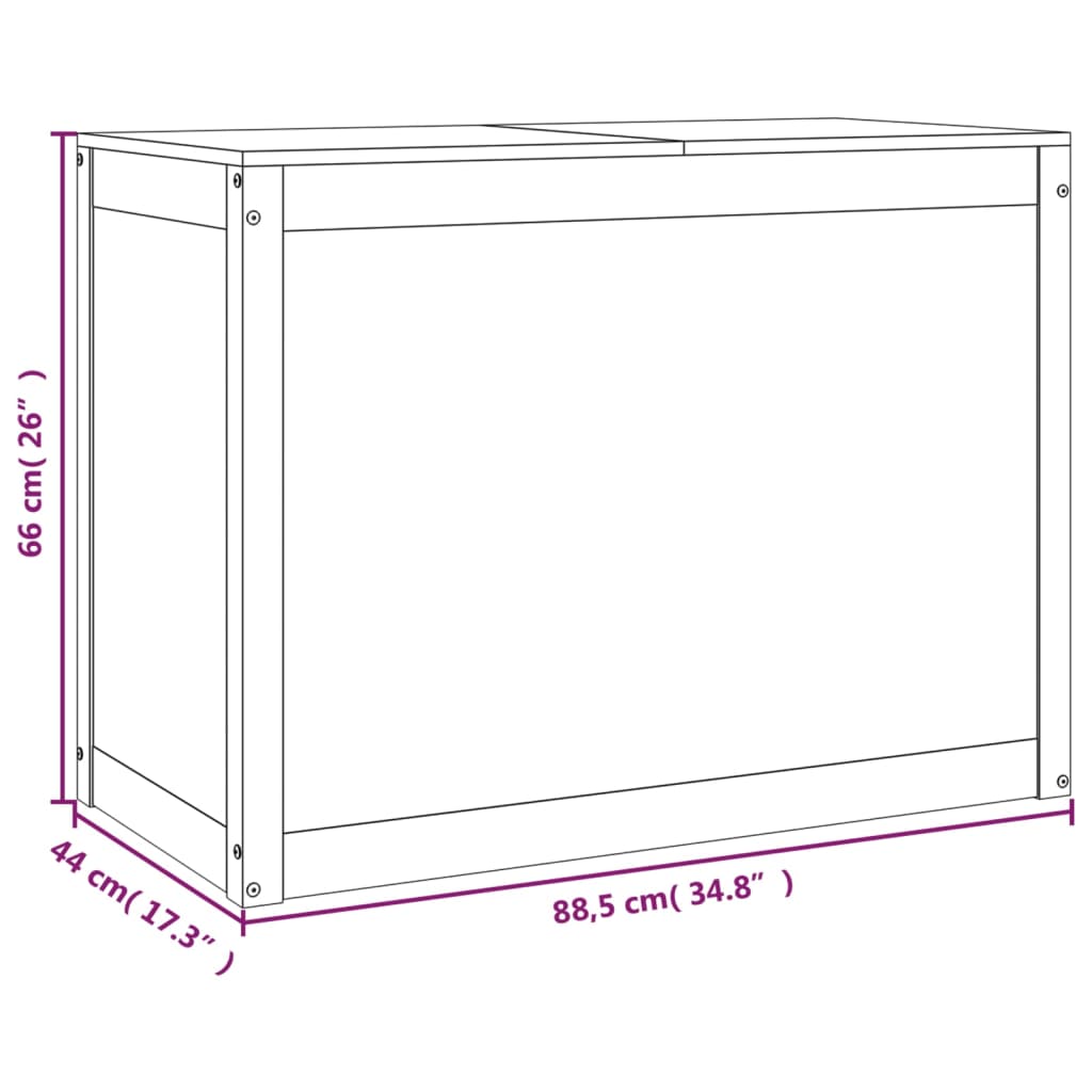 vidaXL Skittentøyskurv svart 88,5x44x66 cm heltre furu