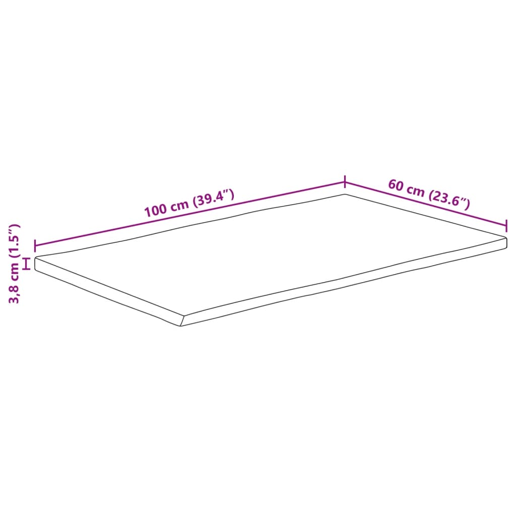 vidaXL Bordplate 100x60x3,8 cm naturlig kant heltre mango