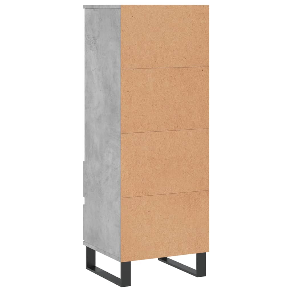 vidaXL Highboard betonggrå 40x36x110 cm konstruert tre