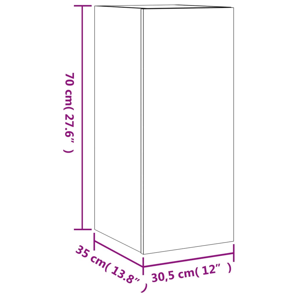 vidaXL Vegghengt TV-benk med LED hvit 30,5x35x70 cm