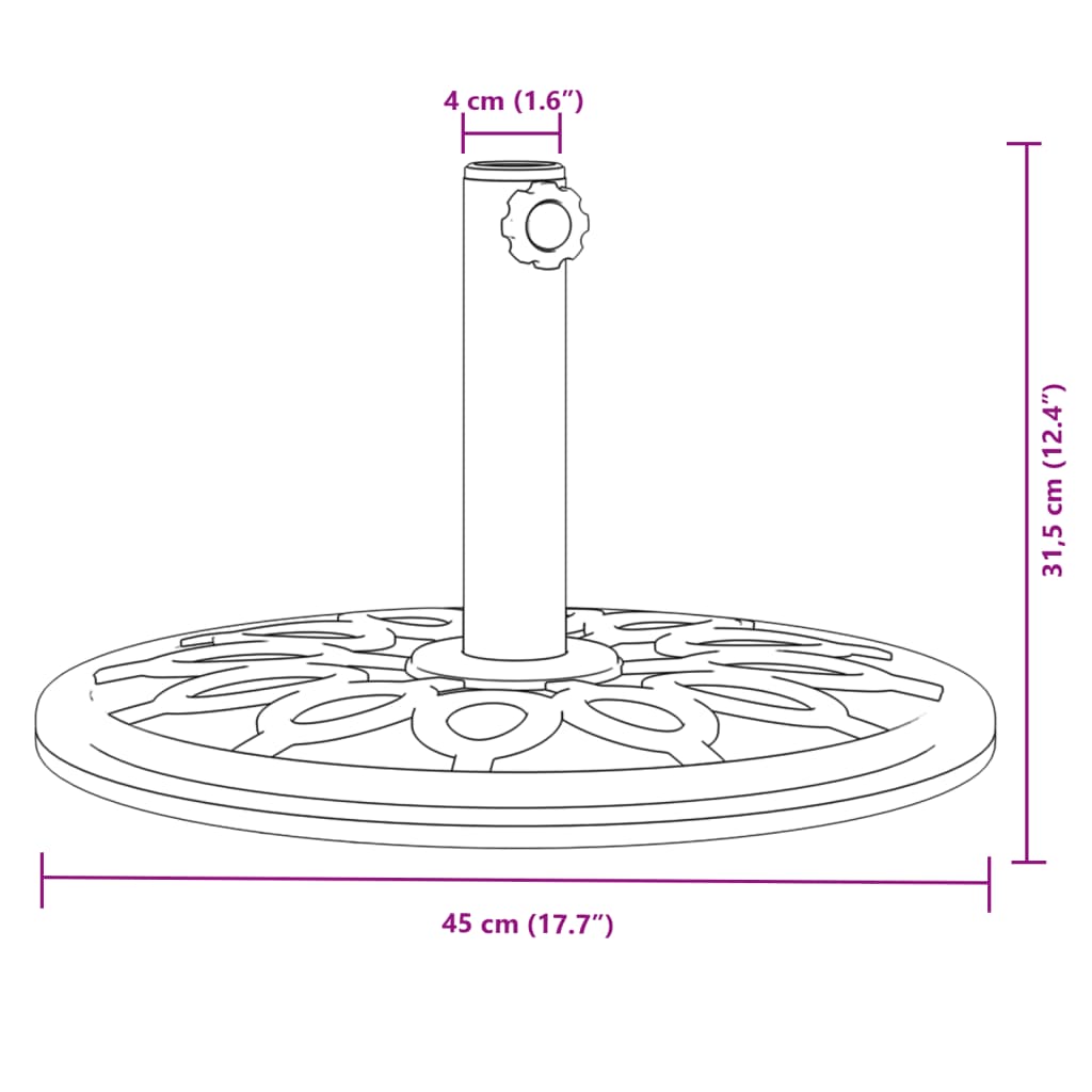 vidaXL Parasollfot for Ø38 / 48 mm stenger 12 kg rund