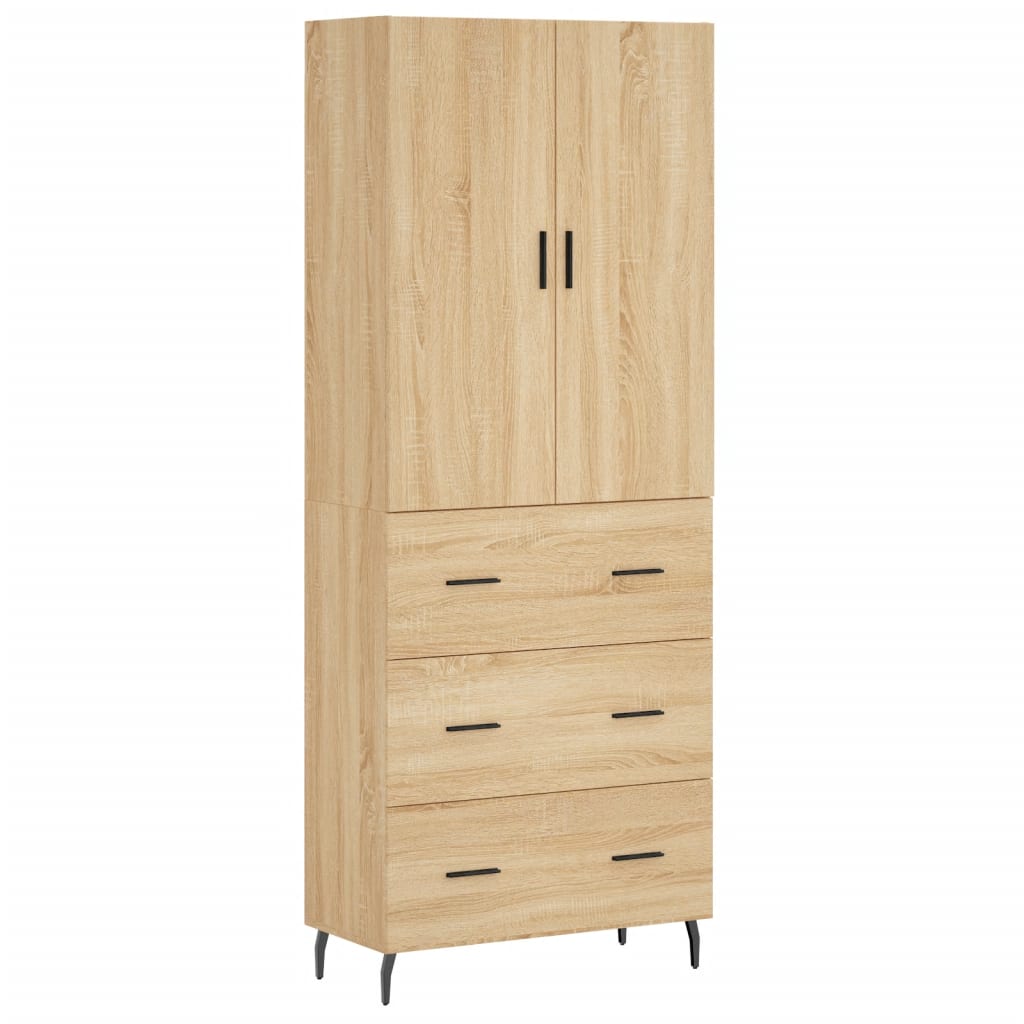 vidaXL Highboard sonoma eik 69,5x34x180 cm konstruert tre