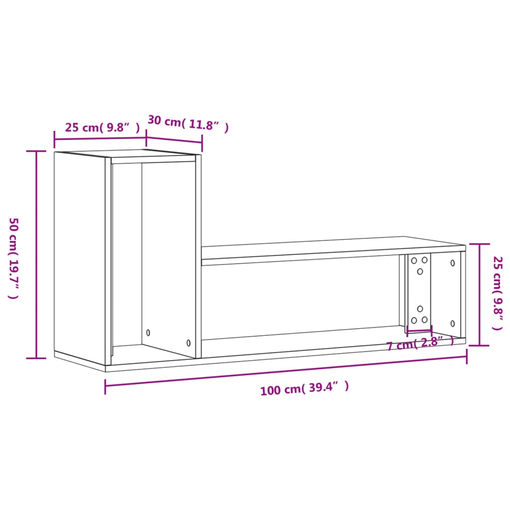 vidaXL TV-benker 2 stk brun eik 100x30x50 cm konstruert tre