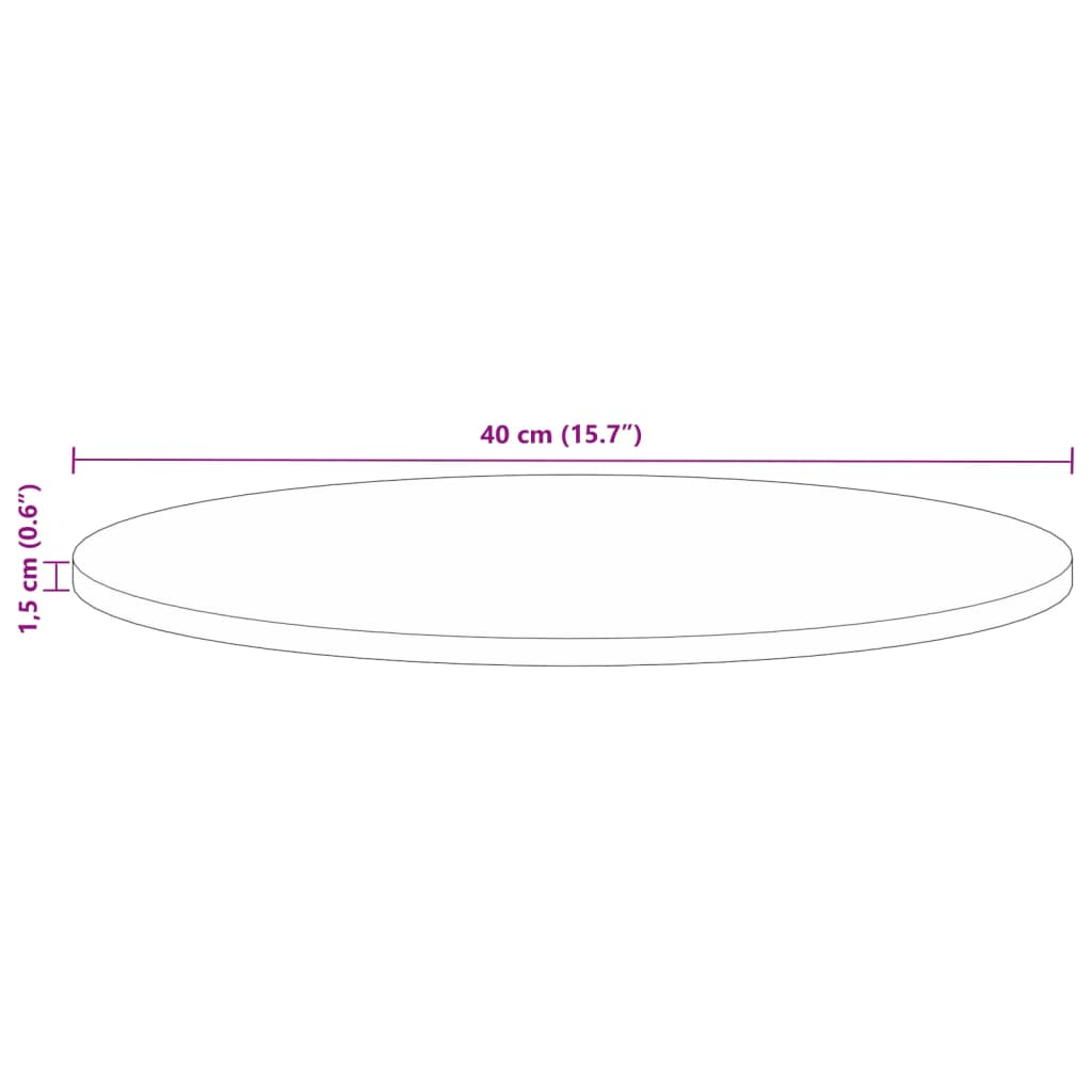 vidaXL Bordplate Ø 40x1,5 cm rund gjenvunnet heltre