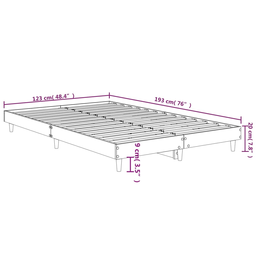 vidaXL Sengeramme uten madrass brun eik 120x190 cm konstruert tre