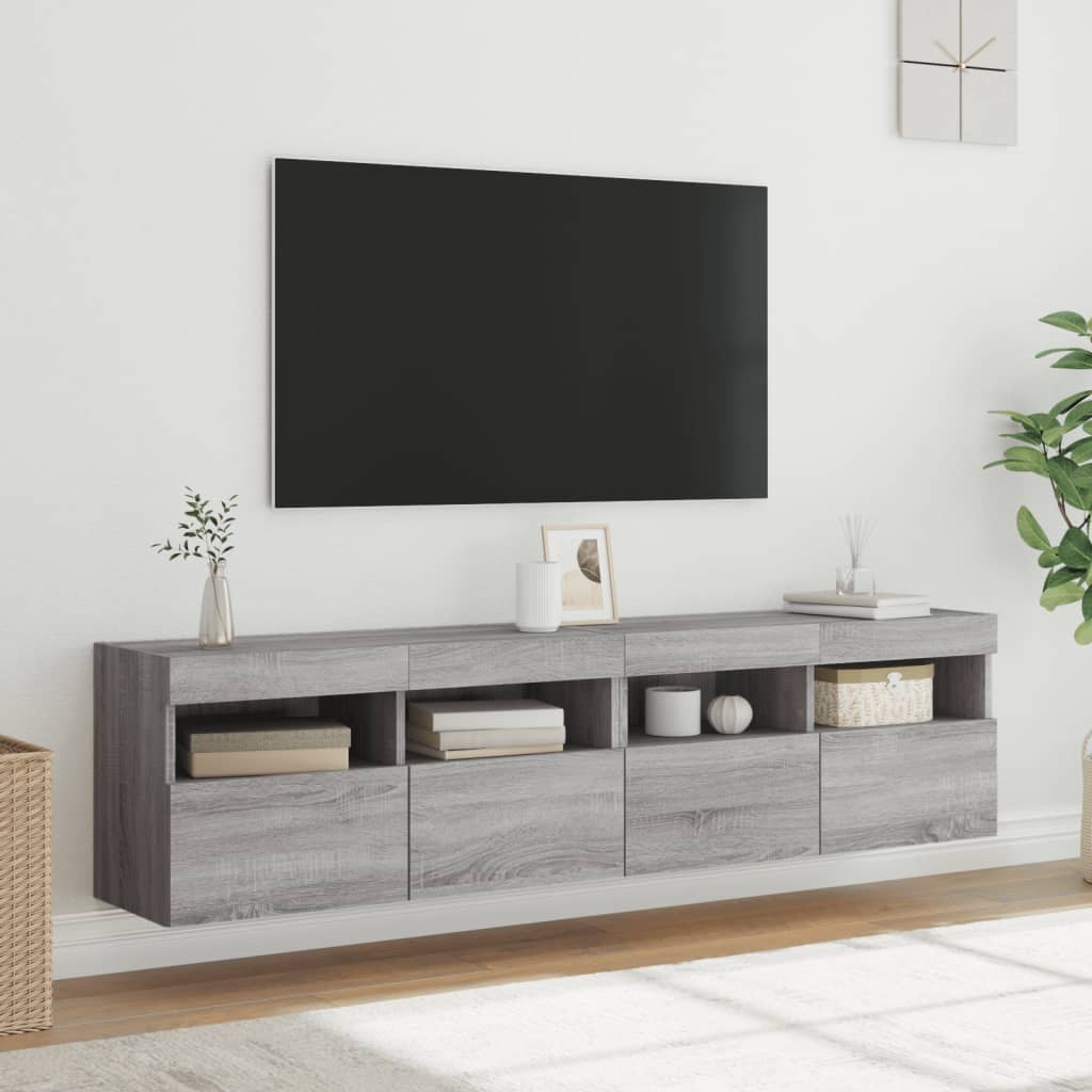 vidaXL TV-benker med LED-lys 2 stk grå sonoma 80x30x40 cm