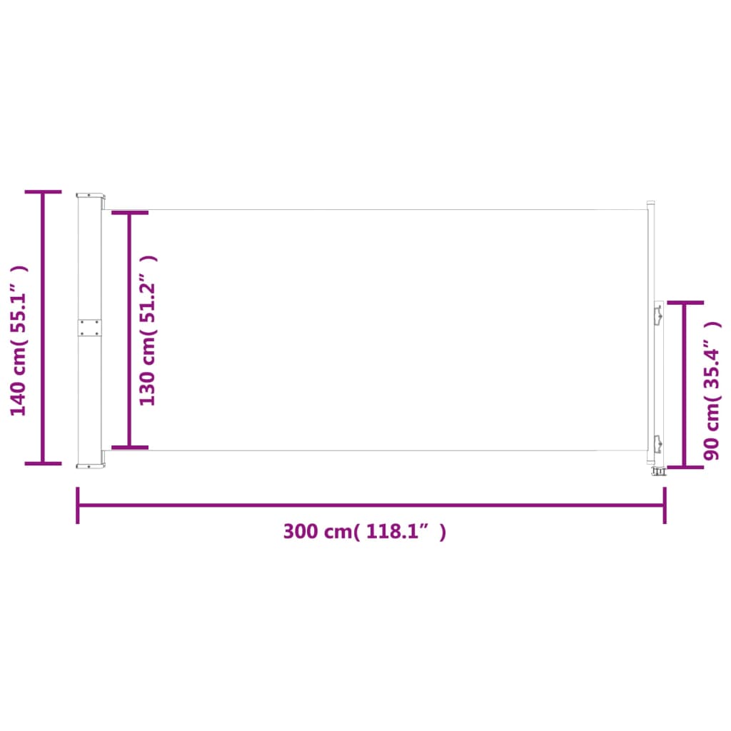 vidaXL Uttrekkbar sidemarkise 140x300 cm blå