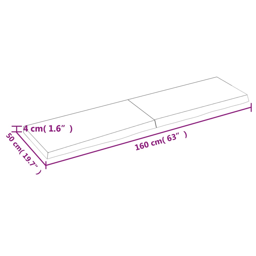 vidaXL Vegghylle mørkebrun 160x50x(2-4) cm behandlet heltre eik