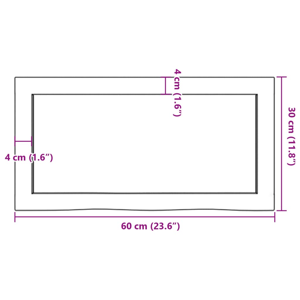 vidaXL Benkeplate til bad 60x30x6 cm ubehandlet heltre