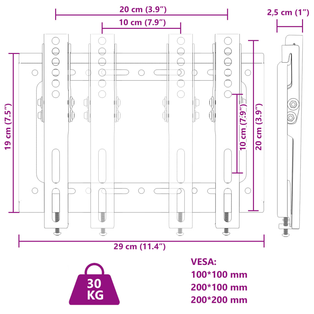 vidaXL TV-veggfeste 14-42 tommers skjerm maks. VESA 200x200 mm 30 kg