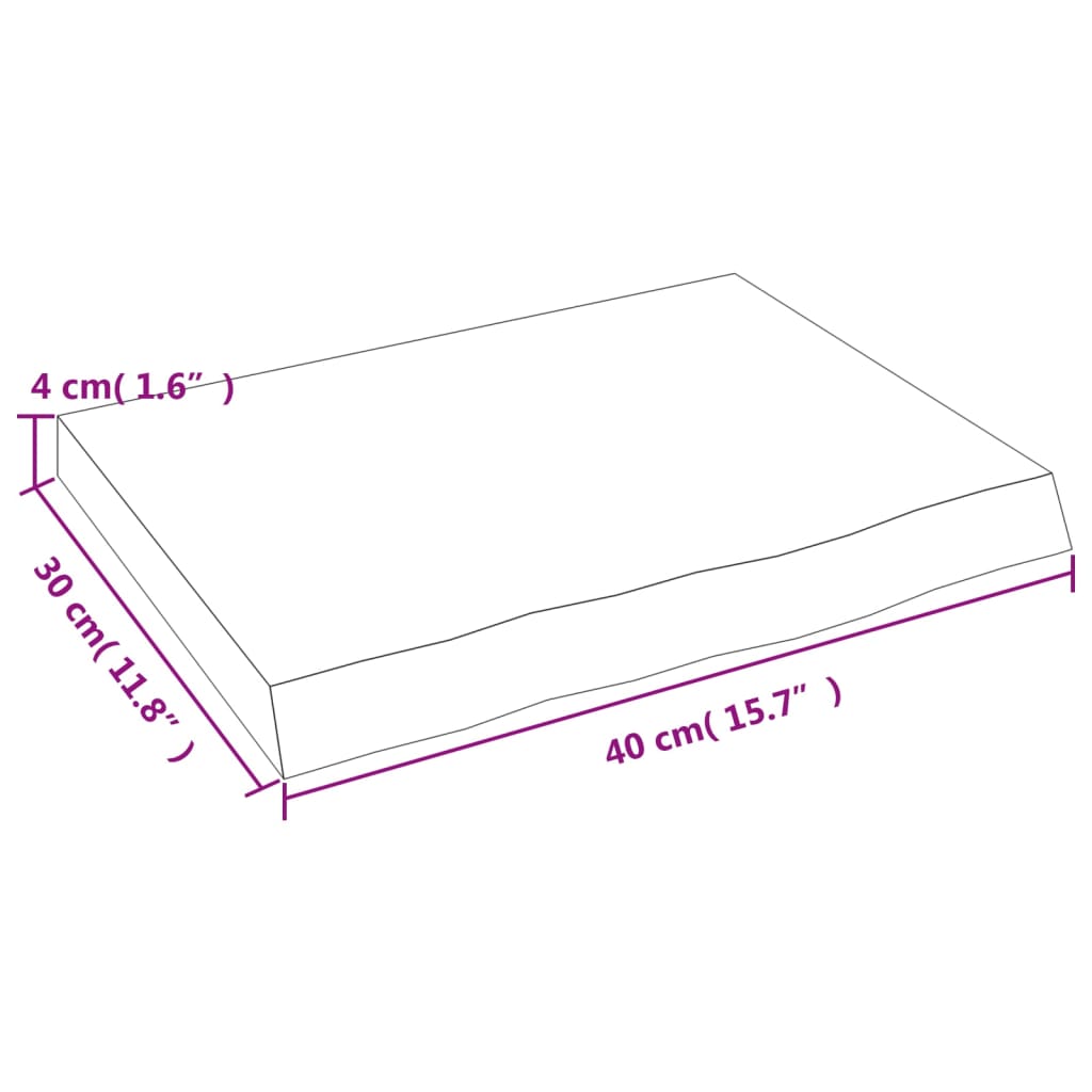 vidaXL Benkeplate til bad mørkebrun 40x30x(2-4) cm behandlet heltre