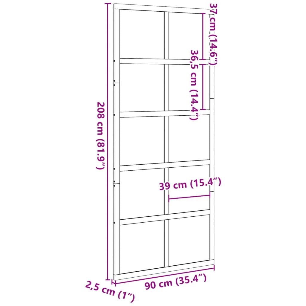 vidaXL Låvedør hvit 90x208 cm heltre furu