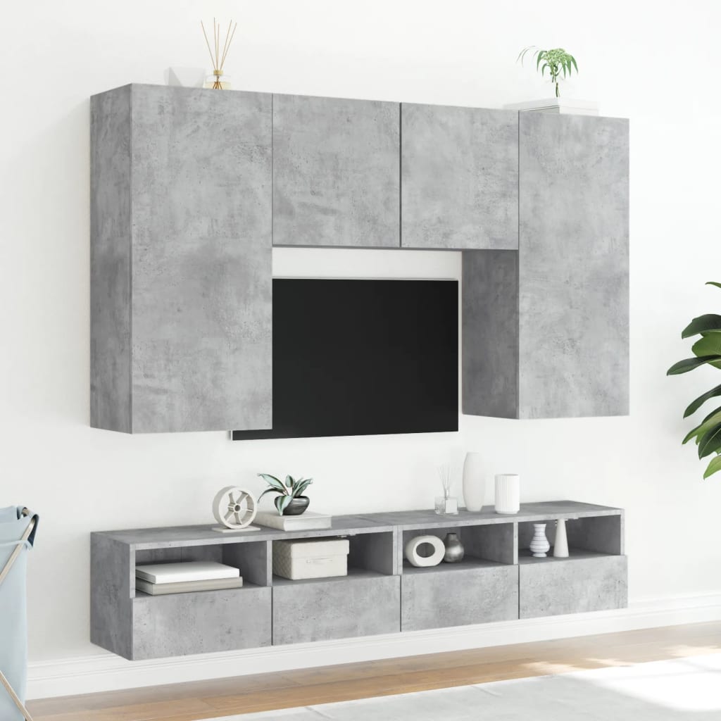 vidaXL Vegghengte TV-benker 2 stk betonggrå 100x30x30cm konstruert tre