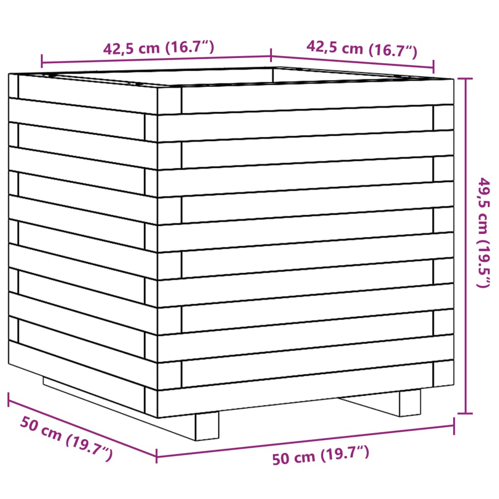 vidaXL Plantekasse hvit 50x50x49,5 cm heltre furu