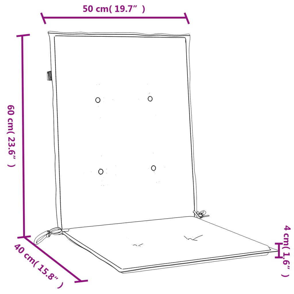 vidaXL Stolputer med lav rygg 6 stk melert beige 100x50x4 cm stoff