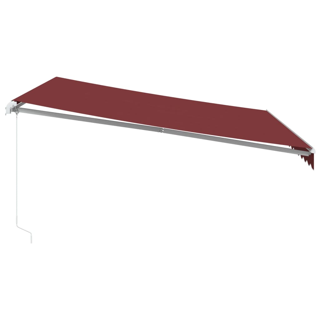 vidaXL Manuell uttrekkbar markise med LED burgunder 400x300 cm