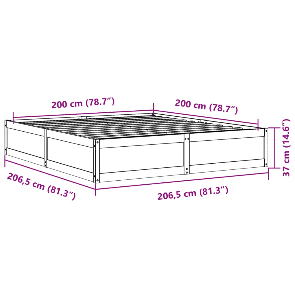 vidaXL Sengeramme med madrass 200x200 cm heltre furu