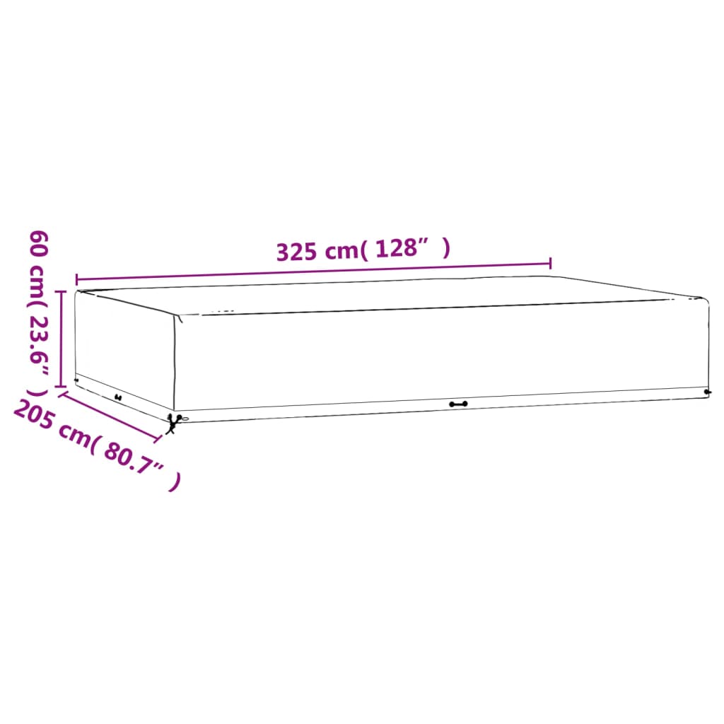 vidaXL Hagemøbeltrekk 16 maljer 325x205x60 cm rektangulær