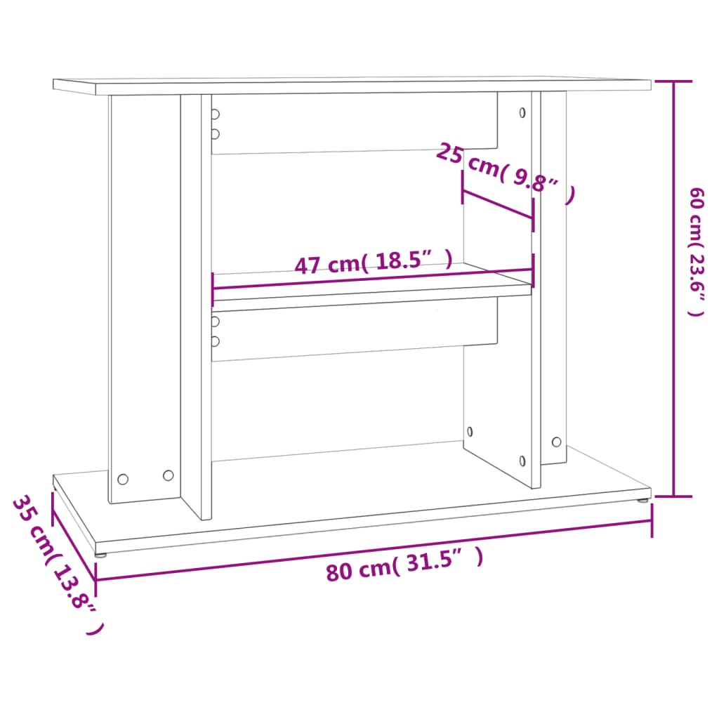 vidaXL Akvariumstativ grå sonoma 80x35x60 cm konstruert tre