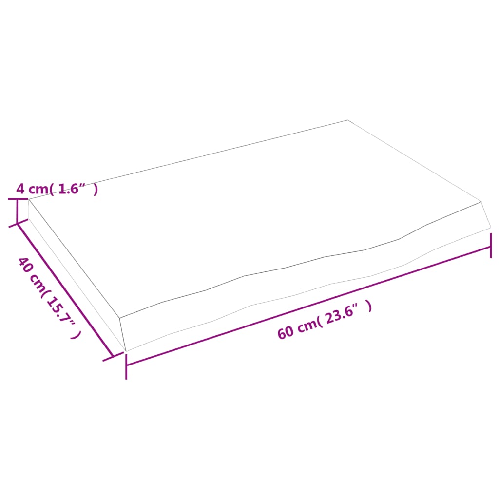 vidaXL Bordplate 60x40x(2-4) cm ubehandlet heltre eik