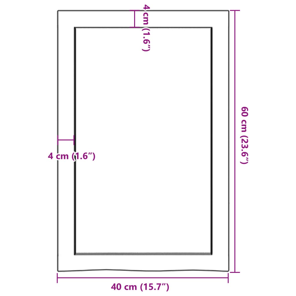 vidaXL Benkeplate til bad 40x60x6 cm ubehandlet heltre