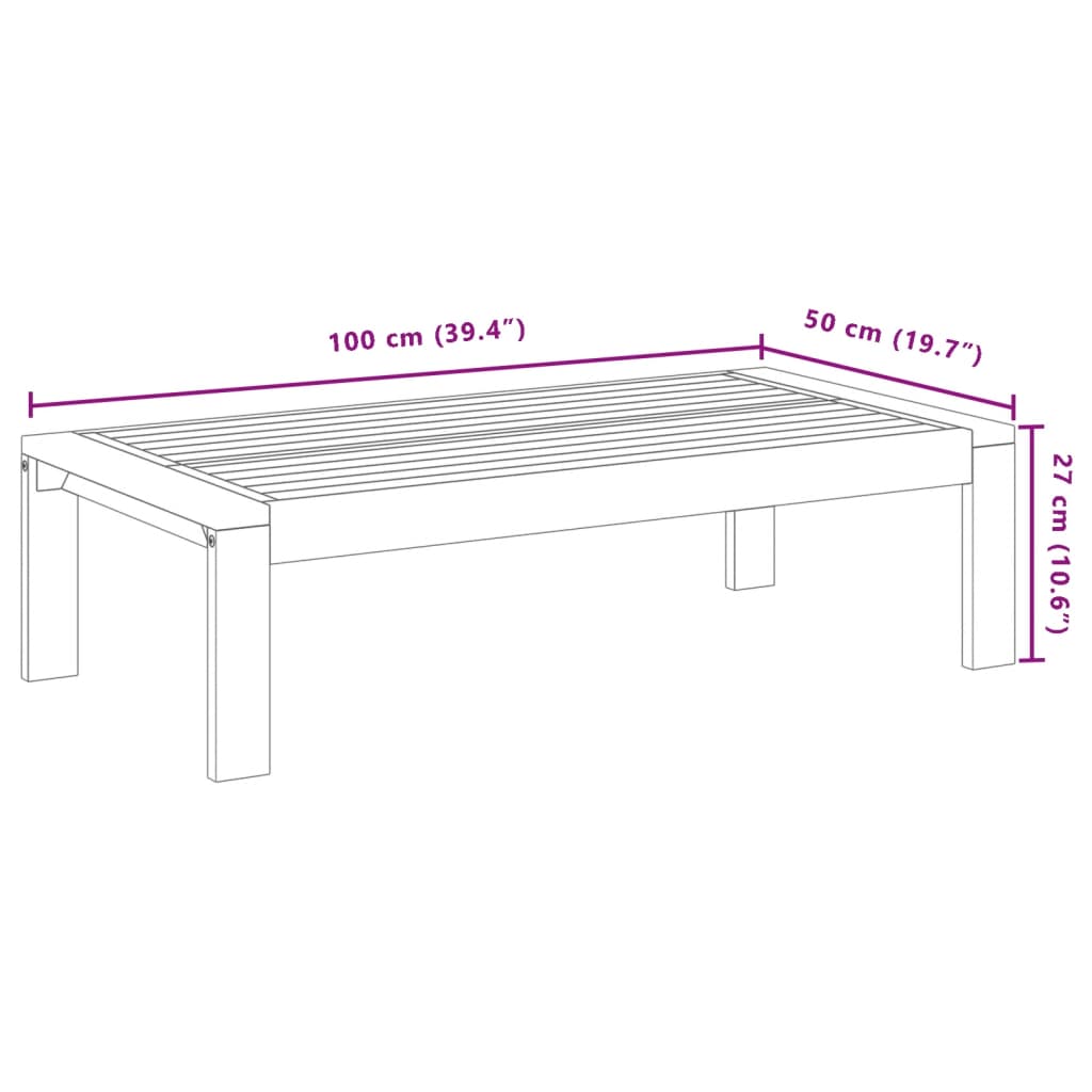 vidaXL Hagebord 100x50x27 cm heltre akasie