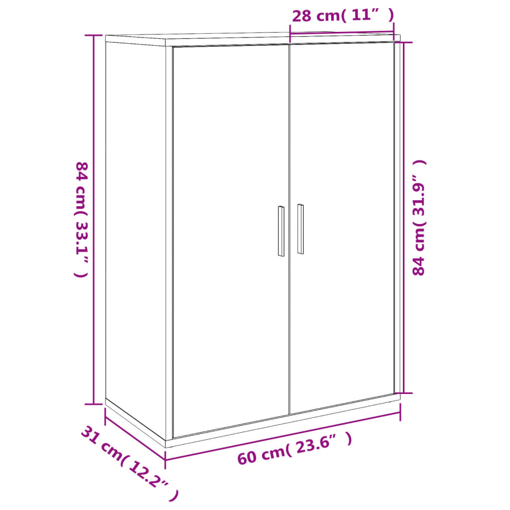 vidaXL Skjenk betonggrå 60x31x84 cm konstruert tre