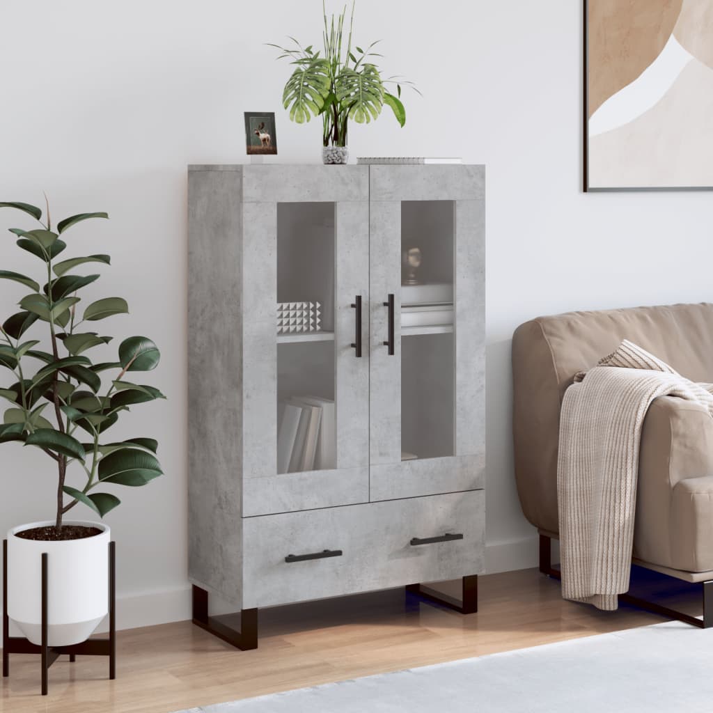 vidaXL Highboard betonggrå 69,5x31x115 cm konstruert tre