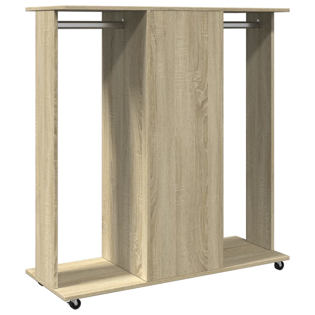 vidaXL Garderobe med hjul sonoma eik 102x38x110 cm konstruert tre