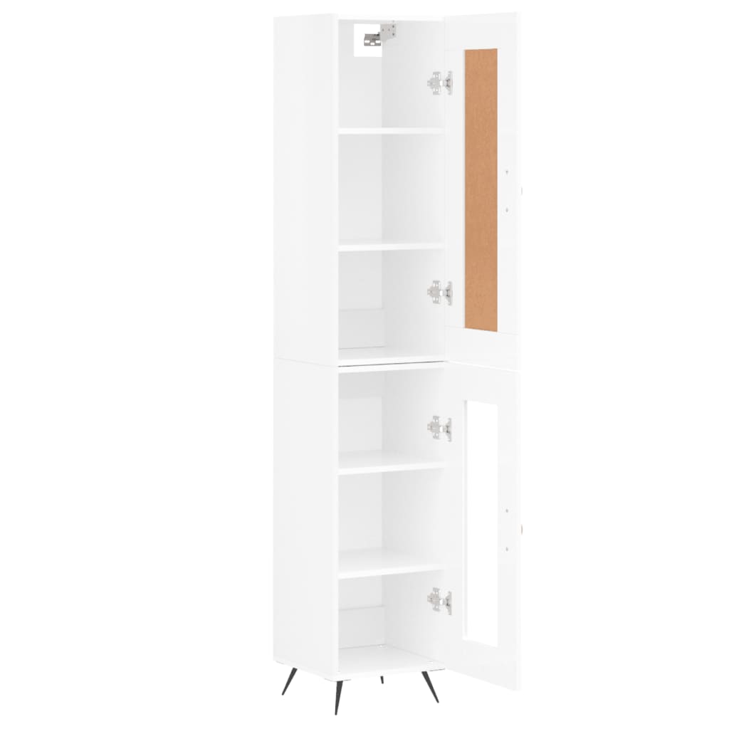 vidaXL Highboard høyglans hvit 34,5x34x180 cm konstruert tre